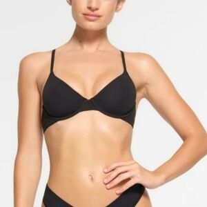 Skims Cotton Jersey Underwire T Shirt BRA Soot Black 34DDD NWT